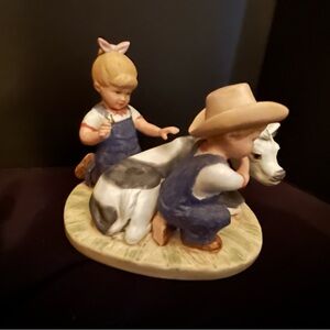 Denim Days Porcelain HOMCO Figurine #8878 The New Calf 1985